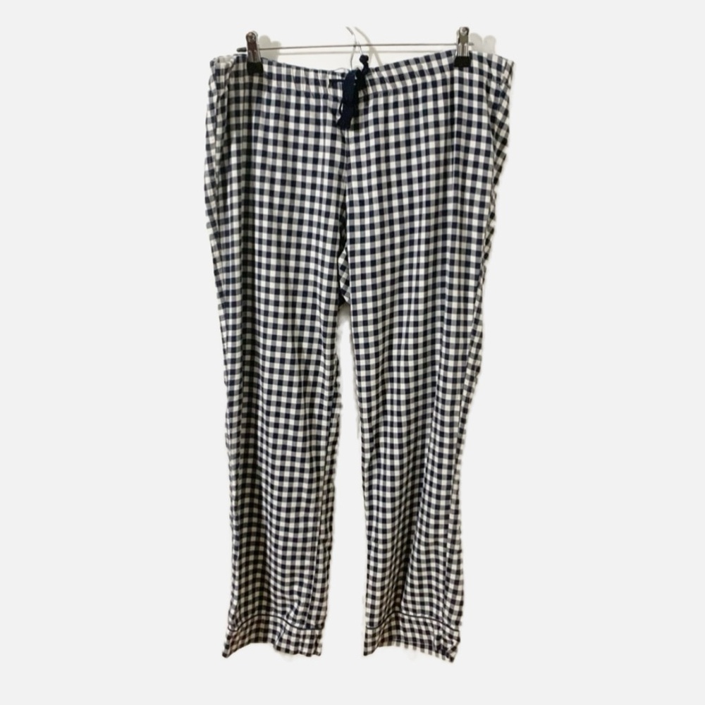 J. Crew Factory Buffalo Checked Cuffed Cotton PJ Pants Drawstring Elastic Waist